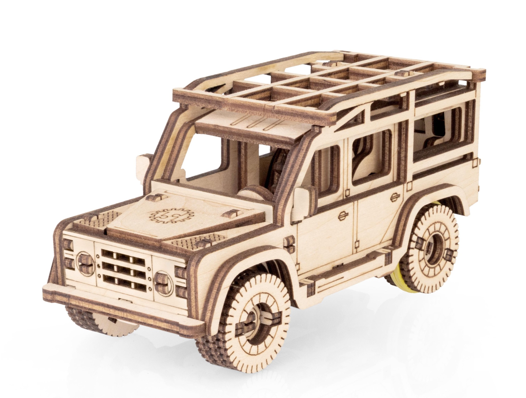 Купить Деревянный конструктор EWA Джип с заводным механизмом оптом