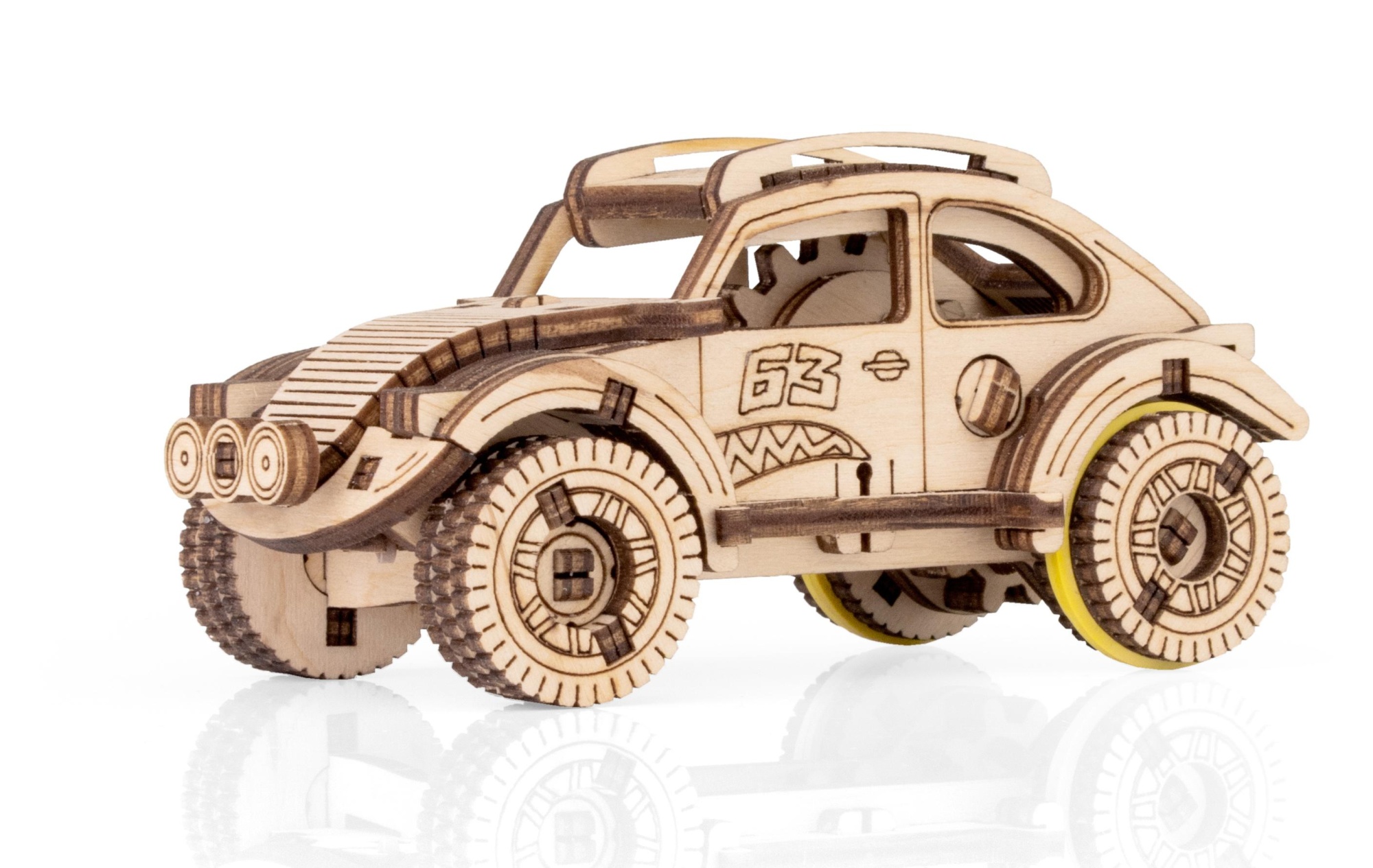 Купить Деревянный конструктор EWA Вездеход с заводным механизмом оптом