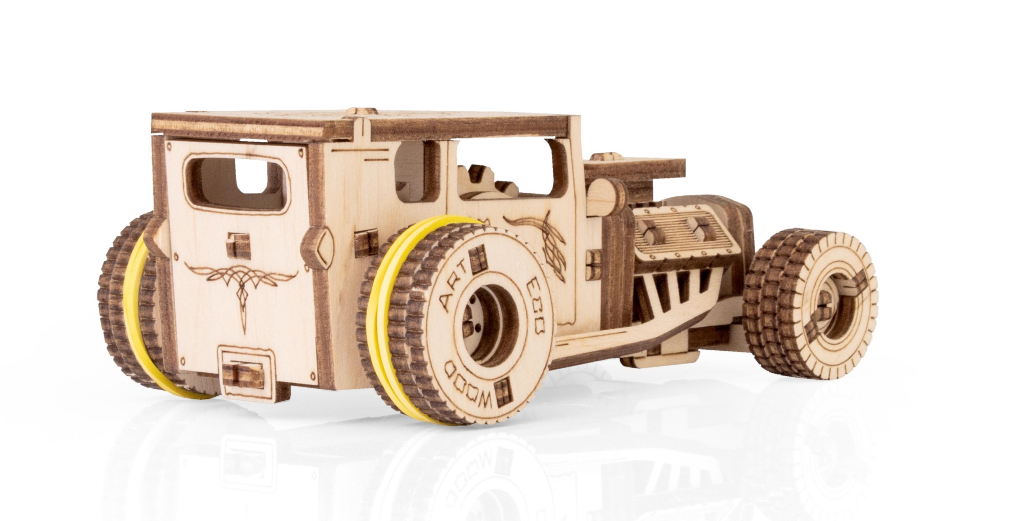 Купить Деревянный конструктор EWA Машина родстер с заводным механизмом оптом