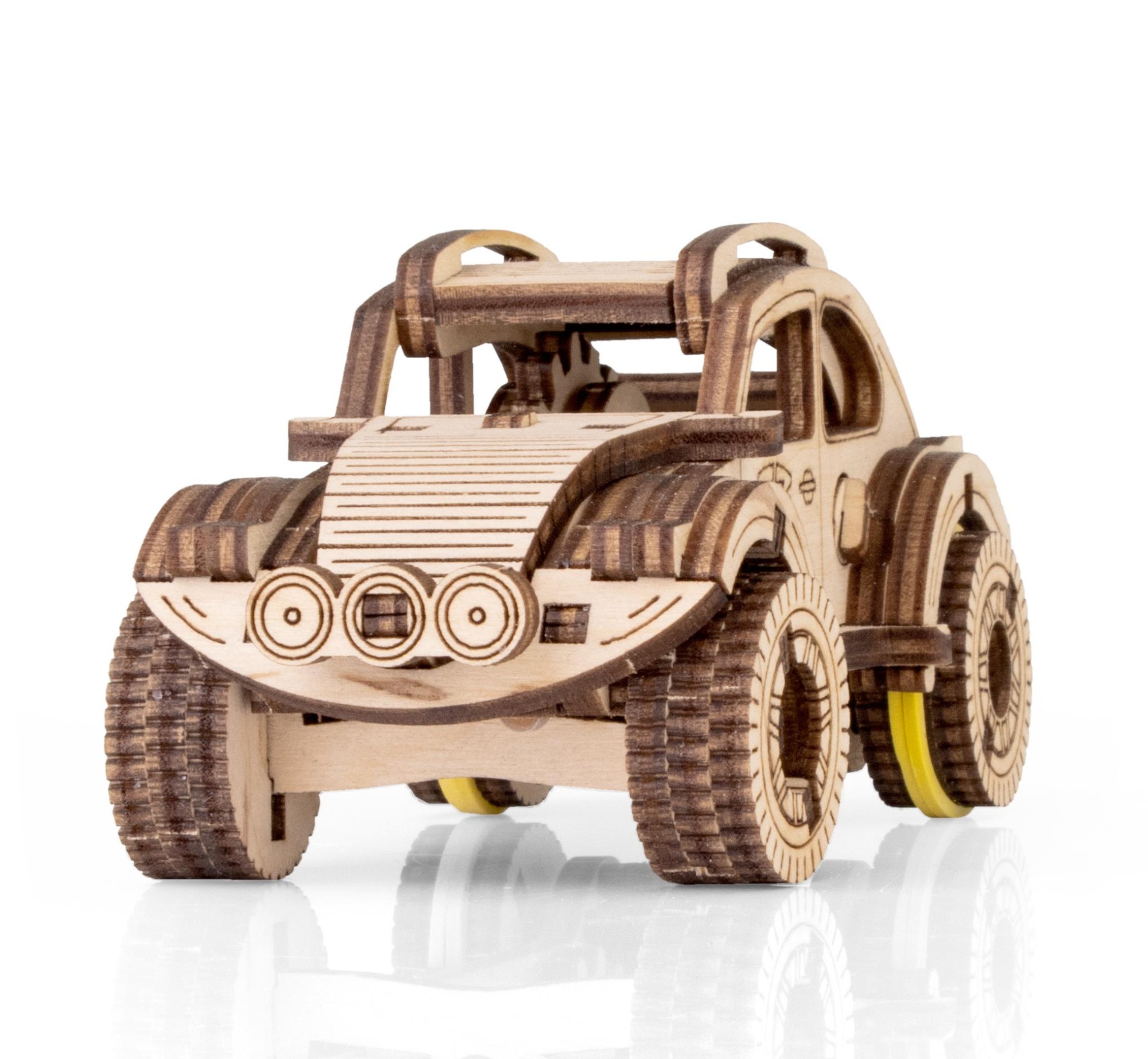 Деревянный конструктор EWA Вездеход с заводным механизмом